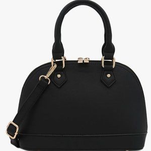 New Italian Black Faux Leather Alma Bag